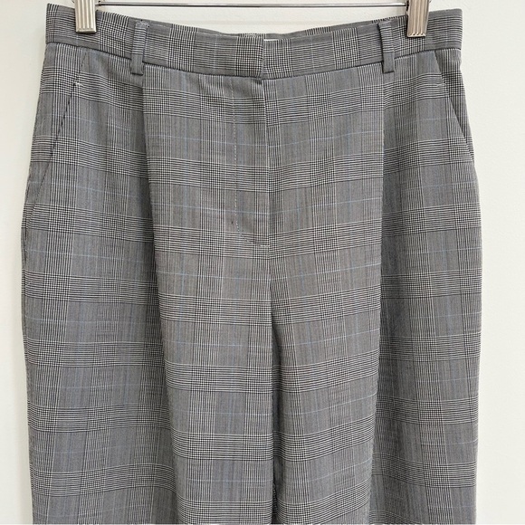 Brooks Brothers stretch wool glen plaid pleated wide leg trousers black white 4 - Picture 4 of 10